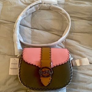 NWT Coach brown and pink leather purse